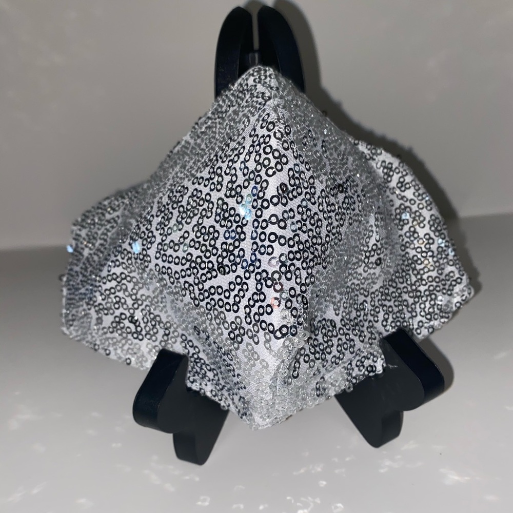 Silver sequin face mask